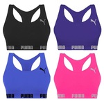 Kit Tops Puma Nadador sem Costura - 4 Unidades - Feminino PRETO/AZUL