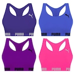 Kit Tops Puma Nadador sem Costura - 4 Unidades - Feminino ROXO/AZUL