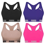 Kit Tops Puma Nadador sem Costura - 4 Unidades - Feminino ROSA/PRETO