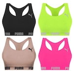 Kit Tops Puma Nadador sem Costura - 4 Unidades - Feminino PRETO/VERDE