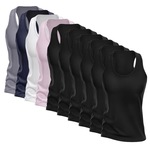 Kit Camisetas Regata Dellas Fit Dry Nadador - Feminina - 10 unidades PRETO/BRANCO