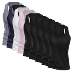 Kit Camisetas Regata Nadador Dellas Fit Dry - Feminina - 9 Unidades PRETO/BRANCO