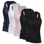 Kit Camisetas Regata Nadador Dellas Fit Dry - Feminina - 5 Unidades ROSA/PRETO