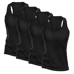 Kit Camisetas Regata Nadador Dellas Fit Dry - Feminina - 4 Unidades PRETO