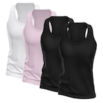 Kit Camisetas Regata Nadador Dellas Fit Dry - Feminina - 4 Unidades ROSA/PRETO