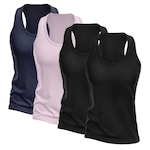 Kit Camisetas Regata Nadador Dellas Fit Dry - Feminina - 4 Unidades AZUL/ROSA