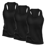 Kit Camisetas Regata Dellas Fit Dry Nadador - Feminina - 3 unidades PRETO