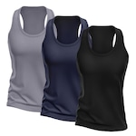 Kit Camisetas Regata Dellas Fit Dry Nadador - Feminina - 3 unidades AZUL/CINZA