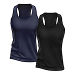 Kit Camisetas Regata Dellas Fit Dry Nadador - Feminina - 2 unidades PRETO/AZUL