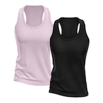 Kit Camisetas Regata Dellas Fit Dry Nadador - Feminina - 2 unidades PRETO/ROSA