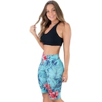 Bermuda de Ciclista Mvb Modas Suplex Cintura Alta Fitness - Feminina Azul/Verde