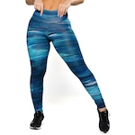 Calça Legging Cintura Alta Mvb Modas Empina Bumbum - Feminina AZUL/BRANCO