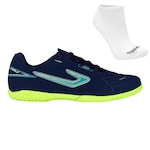 Chuteira Futsal Topper Drible Vi + Meias - Adulto AZUL ESC/VERDE