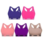 Kit Tops Puma Nadador sem Costura - 5 Unidades - Feminino Roxo/Rosa