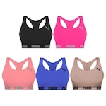 Kit Tops Puma Nadador sem Costura - 5 Unidades - Feminino ROSA/AZUL