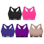 Kit Tops Puma Nadador sem Costura - 5 Unidades - Feminino Roxo/Rosa