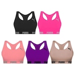 Kit Tops Puma Nadador sem Costura - Feminino - 5 unidades ROXO/PRETO