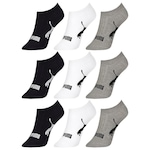 Kit de Meias Sapatilha Puma Esportiva - 9 Pares - Feminina CINZA/PRETO