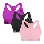 Kit de Tops Fitness Puma Nadador sem Costura - 3 Unidades - Feminino ROSA/ROXO