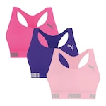 Kit de Tops Fitness Puma Nadador sem Costura - 3 Unidades - Feminino ROSA/ROXO