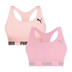 Kit Tops Fitness sem Bojo Puma Nadador sem Costura - 2 Unidades - Feminino ROSA