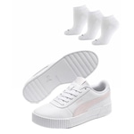 Tênis Puma Carina + 3 Pares de Meias - Feminino BRANCO