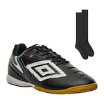 Chuteira Futsal Umbro Sala V Club + Meião - Adulto PRETO/BRANCO