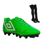 Chuteira de Campo Umbro Orbit + 1 Par de Meião - Infantil VERDE