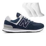 Tênis New Balance 574 V2 + 3 Pares de Meias - Masculino AZUL ESC/CINZA