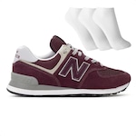 Tênis New Balance 574 V2 + 3 Pares de Meias - Masculino VINHO/CINZA