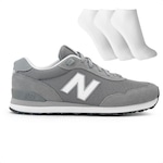 Tênis New Balance 515 V2 + 3 Pares de Meias - Masculino CINZA/BRANCO