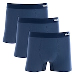 Kit de Cueca Boxer Mash Microfibra Risca de Giz - 3 unidades - Adulto AZUL ESCURO