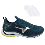 Tênis Mizuno Wave Mirai 5 + 3 Pares de Meias - Masculino PETROLEO