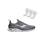 Tênis Mizuno Wave Mirai 5 + 3 Pares de Meias - Masculino CHUMBO