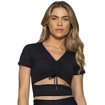 Blusa Cropped Run More Play Time - Feminina PRETO