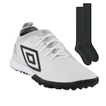 Chuteira Society Umbro Adamant Club + 1 Par de Meiões - Adulto BRANCO/PRETO