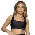 Top Fitness com Bojo Run More Shine Tule - Feminino PRETO