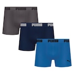 Kit de Cuecas Boxer Puma sem Costura - 3 Unidades - Masculina AZUL ESC/AZUL