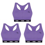 Kit de Tops Fitness com Bojo Puma Nadador - 3 Unidades - Feminino ROXO