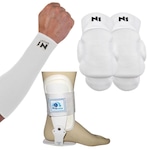 Kit Proteção Manguito + Joelheira N1 Sport Tornozeleira Provolley Volei BRANCO