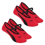 Kit Meias Sapatilha Puma Pilates - 2 Pares - Feminina Vermelho/Preto