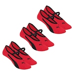 Kit Meias Sapatilha Puma Pilates - 3 Pares - Feminina Vermelho/Preto