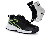 Tênis Diadora Loosa + 2 Pares de Meias - Masculino PRETO/VERDE