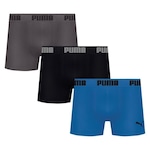 Kit Cuecas Boxer Puma sem Costura - 3 Unidades - Adulto CINZA CLA/AZUL