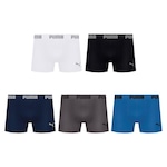 Kit Cuecas Boxer Puma sem Costura - 5 Unidades - Adulto AZUL/PRETO