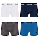 Kit de Cuecas Boxer Puma sem Costura - 4 Unidades - Adulto AZUL ESC/CINZA