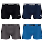 Kit de Cuecas Boxer Puma sem Costura - 4 Unidades - Adulto AZUL ESC/CINZA