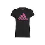 Camiseta Infantil adidas Manga Curta Big Logo Essentials PRETO/ROSA