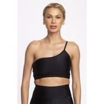 Top Fitness com Bojo Removível Vibs Fitwear Ombro Único - Feminino PRETO