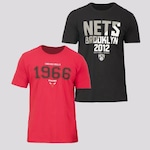 Kit de Camisetas NBA Chicago e Nets - 2 Unidades - Masculina VERMELHO